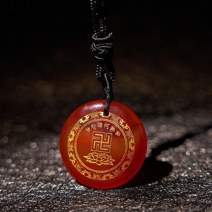 Buddha Stones Swastyka Wzór Lotosu Naturalny Różnorodny Kryształ Czarny Obsydian Oczyszczający Naszyjnik Wisiorek