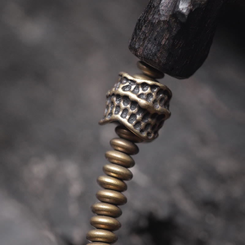 Bransoletka Buddha Stones Ebony Drewno Miedź Mosiądz Czerwony Agat Pokój Podwójne Owijanie