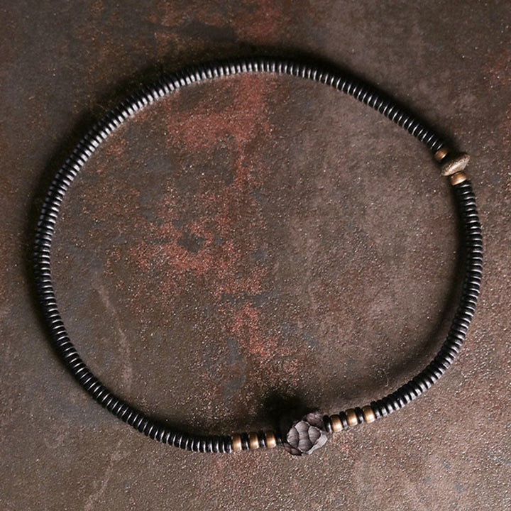 Bransoletka Buddha Stones Ebony Wood Copper Brass Peace Double Wrap