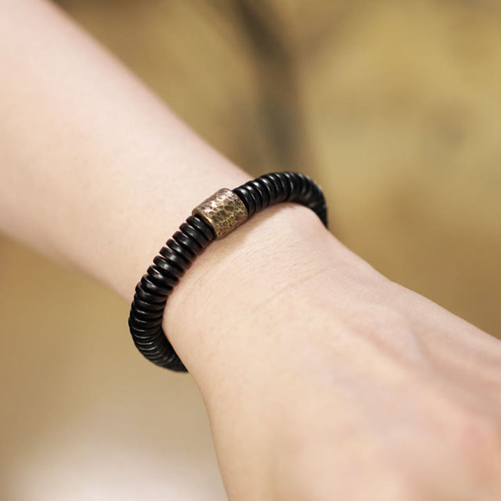 Bransoletka Buddha Stones Ebony Wood Copper Brass Calm