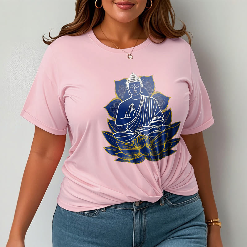 Buddha Stones Budda Siedzący Na Lotosie Bawełniana Koszulka T-shirt - image 20