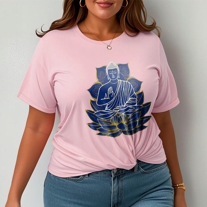 Buddha Stones Budda Siedzący Na Lotosie Bawełniana Koszulka T-shirt - image 20
