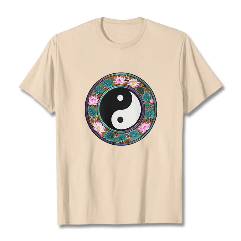 Koszulka z Buddha Stones Yin Yang Liście Lotosu Bawełniana Koszulka - For - 2XL - image 15