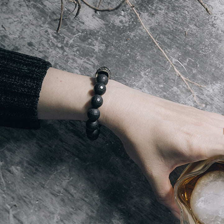 Bransoletka ochronna Buddha Stones Matte Frosting Black Onyx Copper Brass