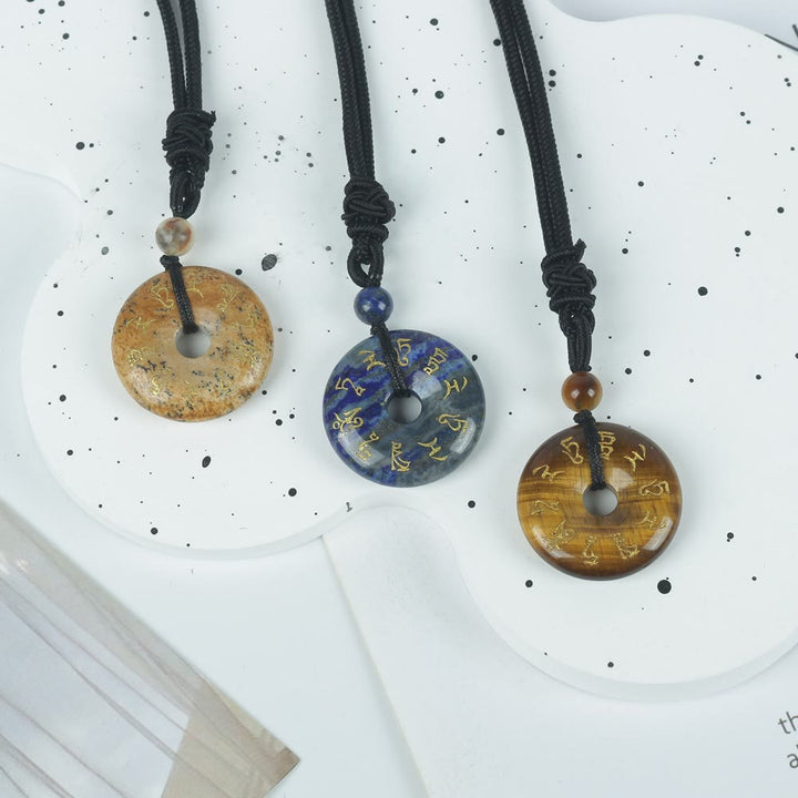 Buddha Stones Zielona Tara Mantra Naturalny Różnorodny Kryształ Czarny Obsydian Spełnienie Naszyjnik Wisiorek