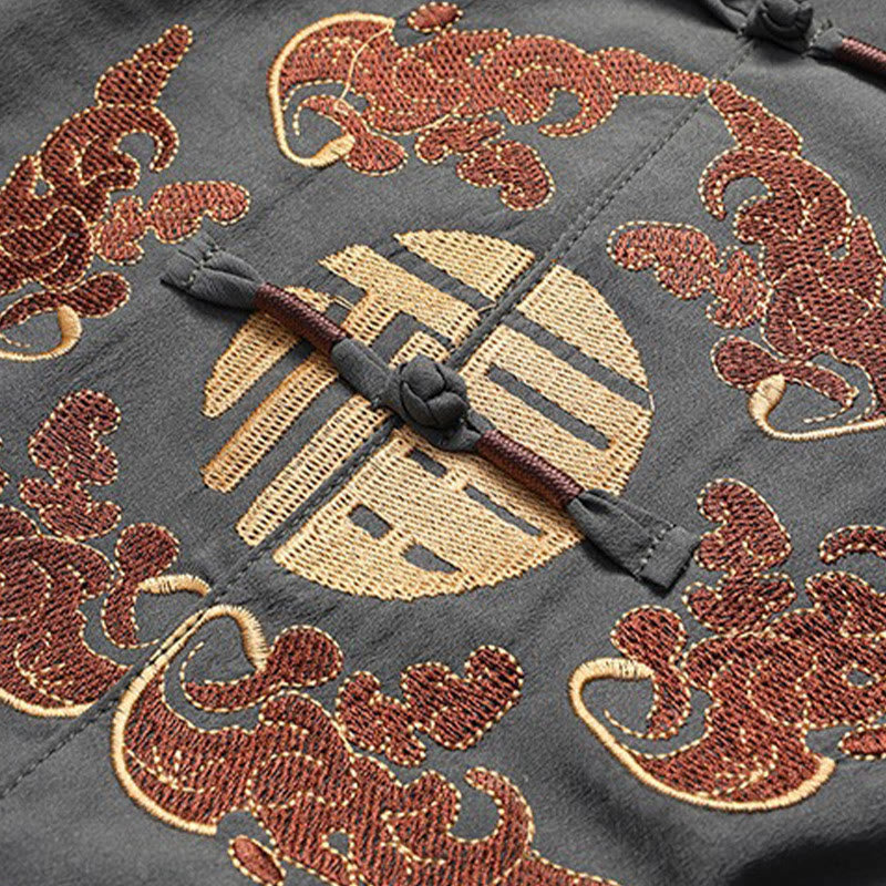 Buddha Stones Chiński Nowy Rok Haftowany Fu Tang Garnitur Hanfu Długi Rękaw Spodnie Odzież Męski Zestaw - image 8