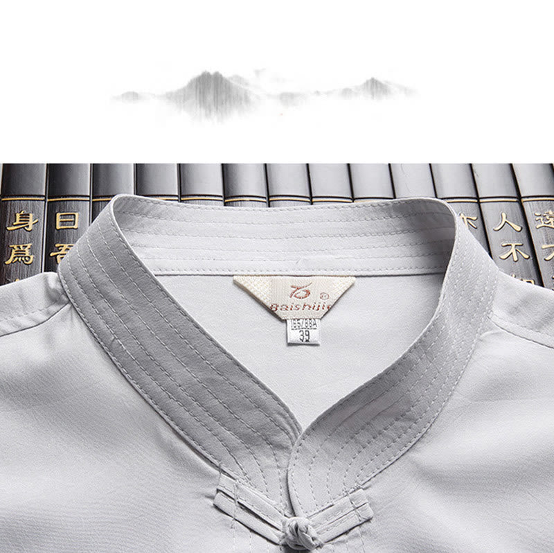 Buddha Stones Chiński Nowy Rok Haft Smok Żaba-guzik Strój Tang Hanfu Tradycyjny Mundur Długi Rękaw Top Spodnie Odzież Męski Zestaw