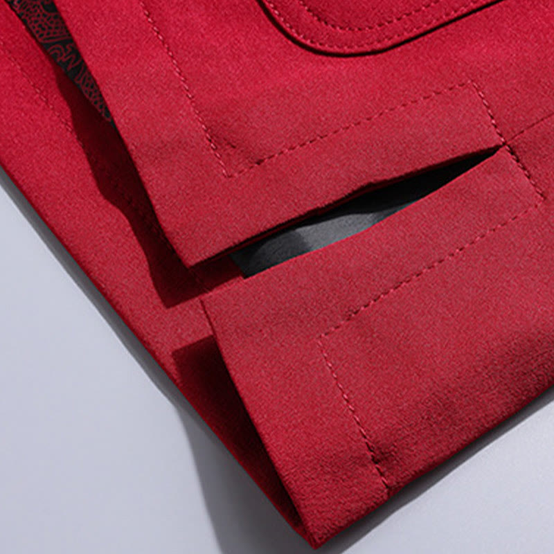 Buddha Stones Chiński Nowy Rok Haftowany Strój Tang Hanfu Tradycyjny Mundur Długi Rękaw Spodnie Odzież Męski Zestaw