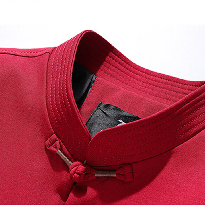 Buddha Stones Chiński Nowy Rok Haftowany Strój Tang Hanfu Tradycyjny Mundur Długi Rękaw Spodnie Odzież Męski Zestaw