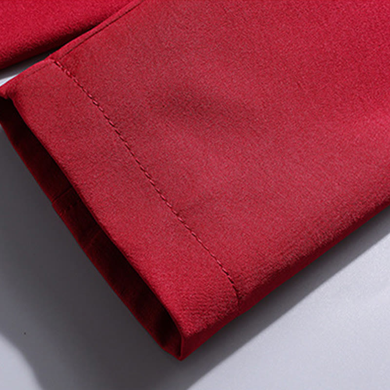 Buddha Stones Chiński Nowy Rok Haftowany Strój Tang Hanfu Tradycyjny Mundur Długi Rękaw Spodnie Odzież Męski Zestaw