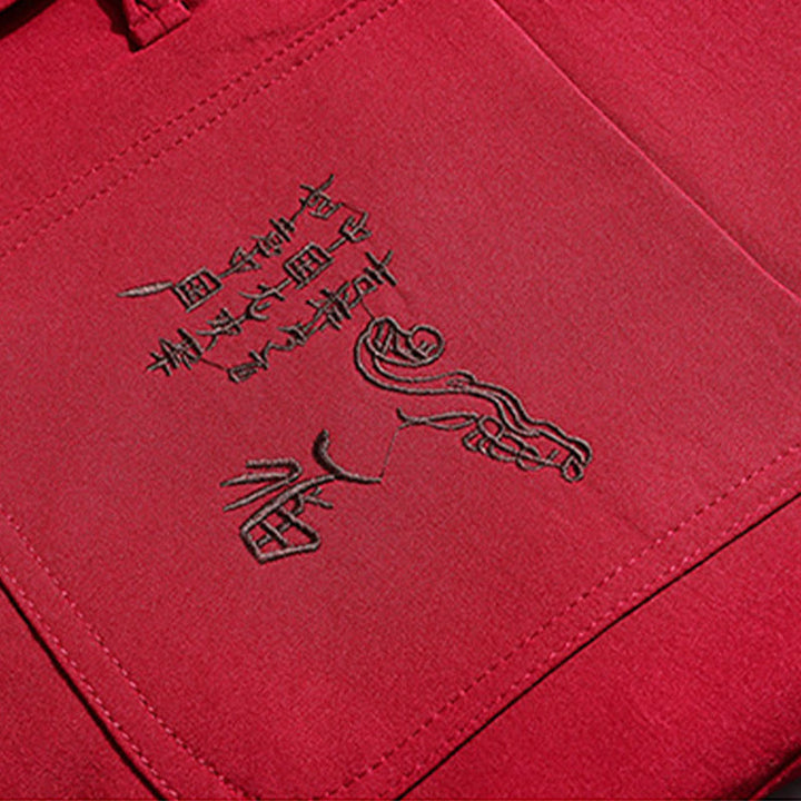 Buddha Stones Chiński Nowy Rok Haftowany Strój Tang Hanfu Tradycyjny Mundur Długi Rękaw Spodnie Odzież Męski Zestaw