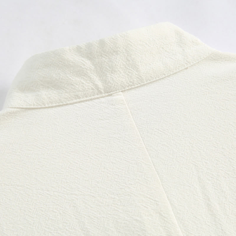 Buddha Stones Chiński Nowy Rok Żuraw Haft Tang Garnitur Hanfu Długi Rękaw Spodnie Odzież Bawełna Len Męski Zestaw Z Kieszeniami