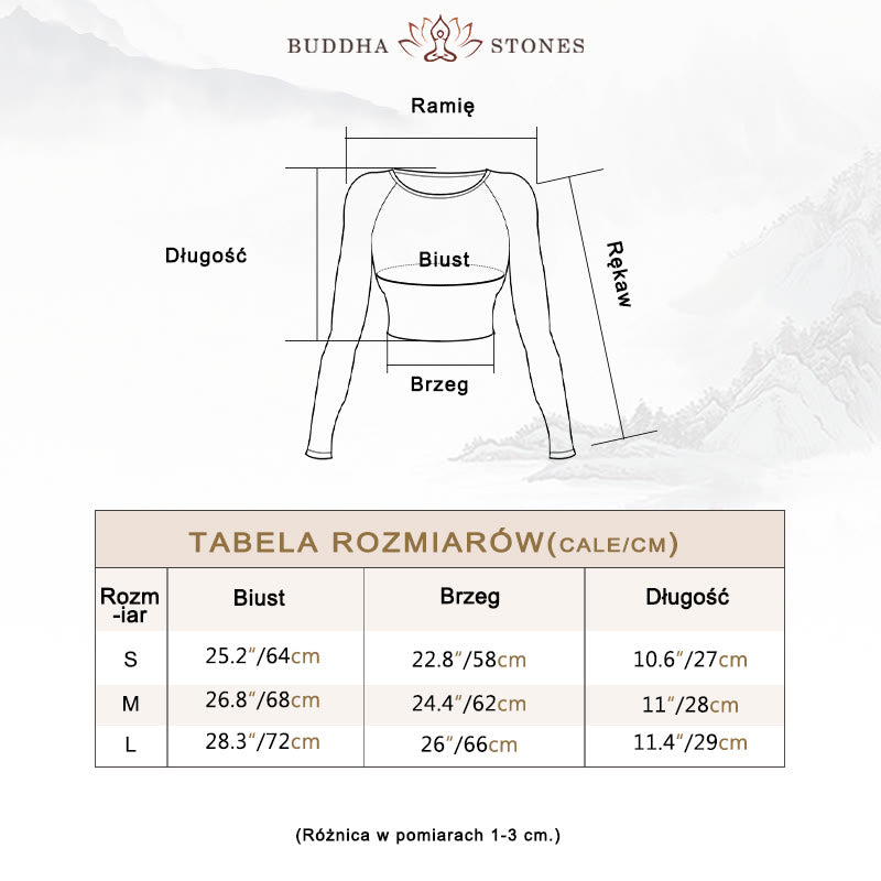 Buddha Stones Gradient Długi rękaw Crop Top Tee Biustonosz Legginsy Spodnie Fitness Joga Strój - image 5