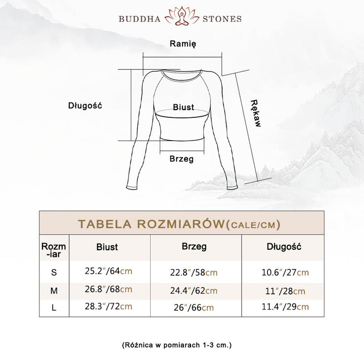 Buddha Stones Gradient Długi rękaw Crop Top Tee Biustonosz Legginsy Spodnie Fitness Joga Strój - image 5