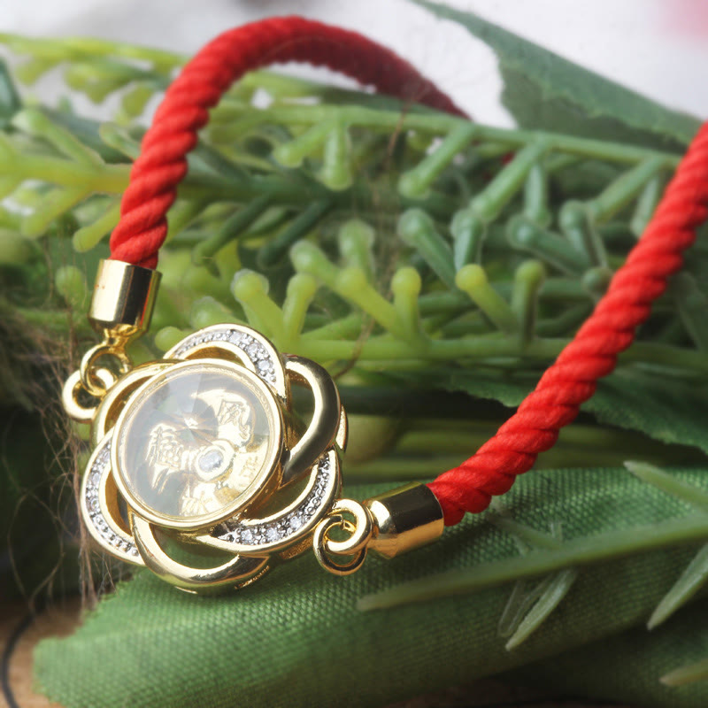 Buddha Stones Śliwkowy Czerwony Sznur Miedziany Mosiężny Wiatrak Feng Sheng Shui Ochrona Qi Pleciona Bransoletka