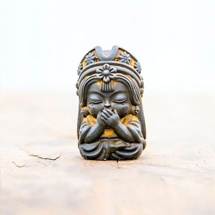 Buddha Stones Ręcznie Zakiram Żelazo Proszek Rdza Odlew Żywicy Statua Zen Dekoracja Domu