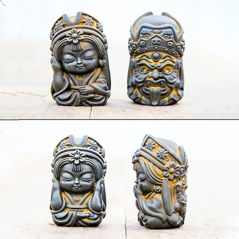Buddha Stones Ręcznie Zakiram Żelazo Proszek Rdza Odlew Żywicy Statua Zen Dekoracja Domu