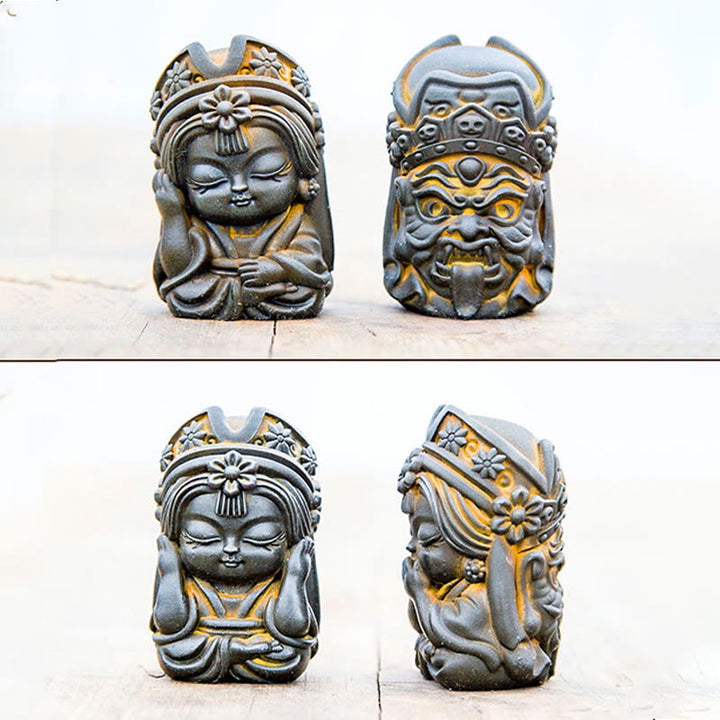 Buddha Stones Ręcznie Zakiram Żelazo Proszek Rdza Odlew Żywicy Statua Zen Dekoracja Domu