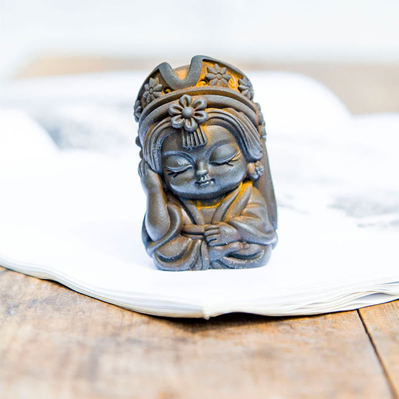 Buddha Stones Ręcznie Zakiram Żelazo Proszek Rdza Odlew Żywicy Statua Zen Dekoracja Domu