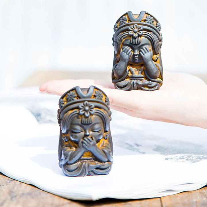 Buddha Stones Ręcznie Zakiram Żelazo Proszek Rdza Odlew Żywicy Statua Zen Dekoracja Domu