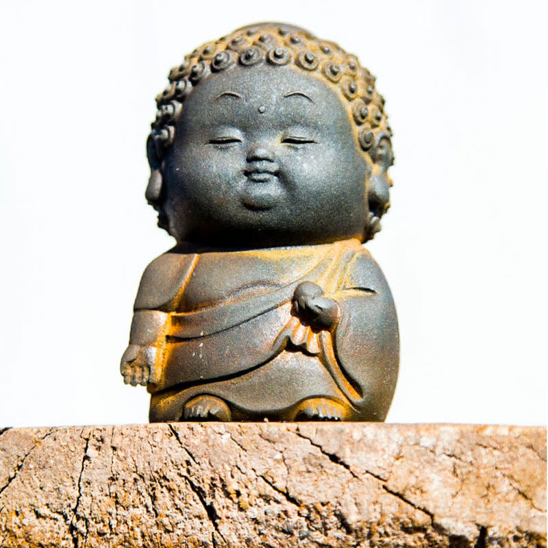 Buddha Stones Małe Stojące Leżące Siedzące Uroczy Budda Żelazo Proszek Rdza Odlew Żywicy Statua Dekoracja Domu