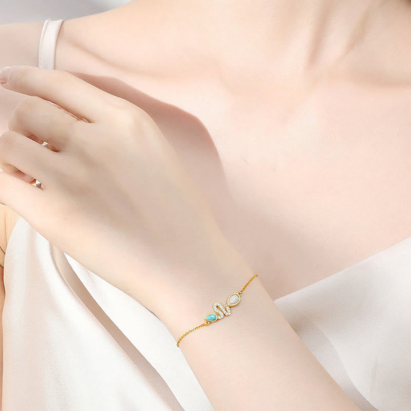 Buddha Stones 925 Srebro Sterlingowe Turkusowy Opal Bransoletka Ochronna Roku Węża