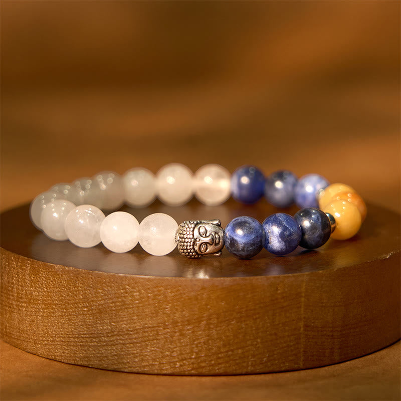 Buddha Stones Naturalny Czarny Onyks Biały Kamień Zielony Awenturyn Tygrysie Oko Agat Mieszany Kolor Bransoletka Ochronna Głowy Buddy