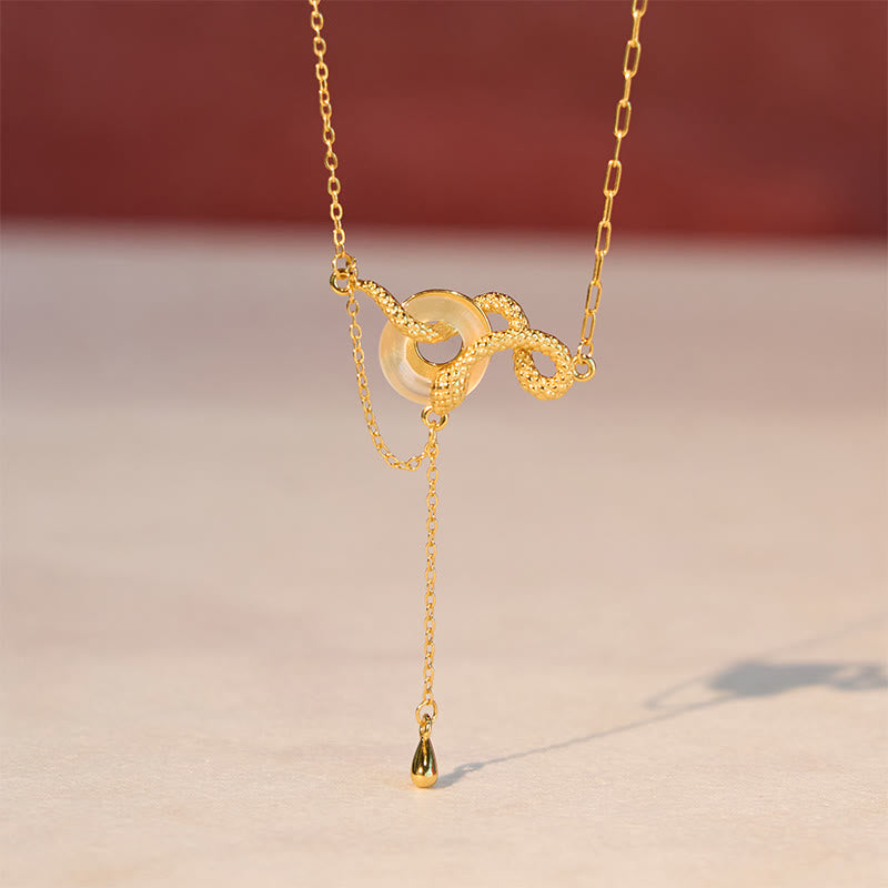 Buddha Stones Chalcedon Pokojowa Klamra 925 Srebro Złoto Rok Węża Naszyjnik Wisiorek Harmonia - image 8