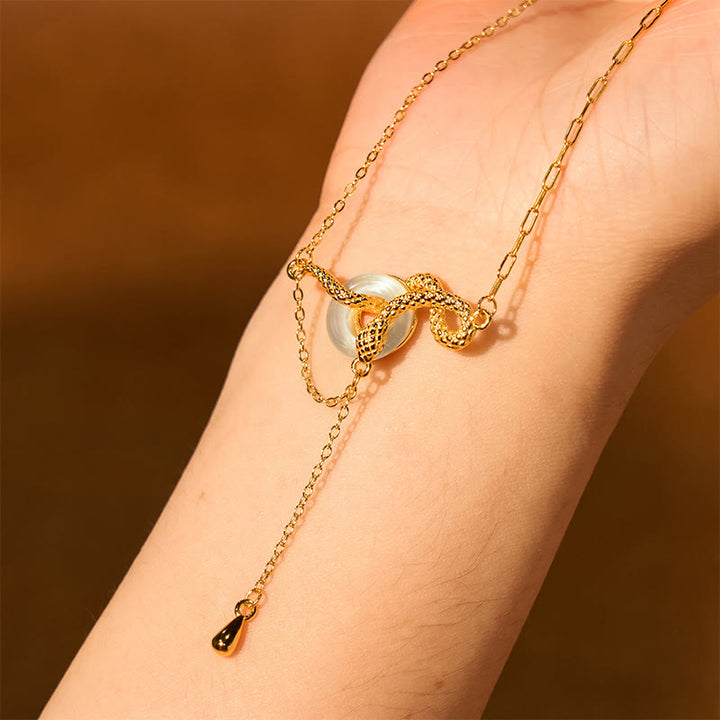 Buddha Stones Chalcedon Pokojowa Klamra 925 Srebro Złoto Rok Węża Naszyjnik Wisiorek Harmonia - image 4