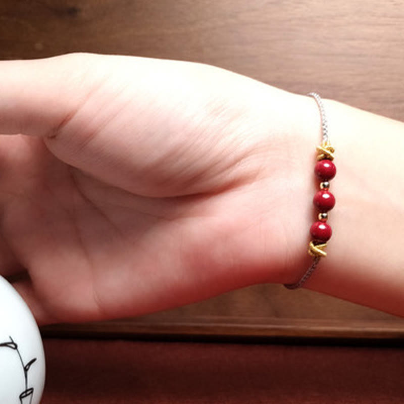 Bransoletka Buddha Stones Kolorowy sznurek Cynober Spokój