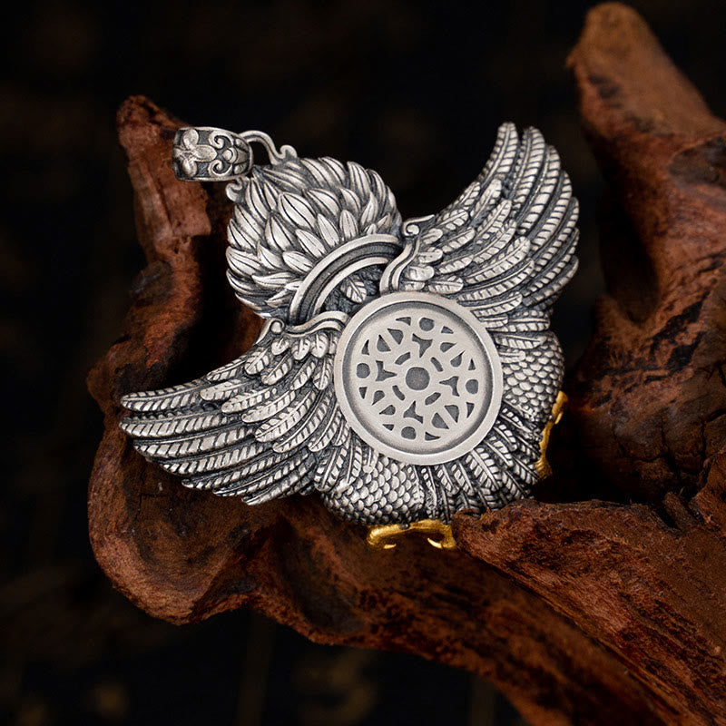 Buddha Stones 925 Srebro Tybetańskie Garuda Ptak Dzi Koralik Ochrona Naszyjnik Wisiorek - image 2