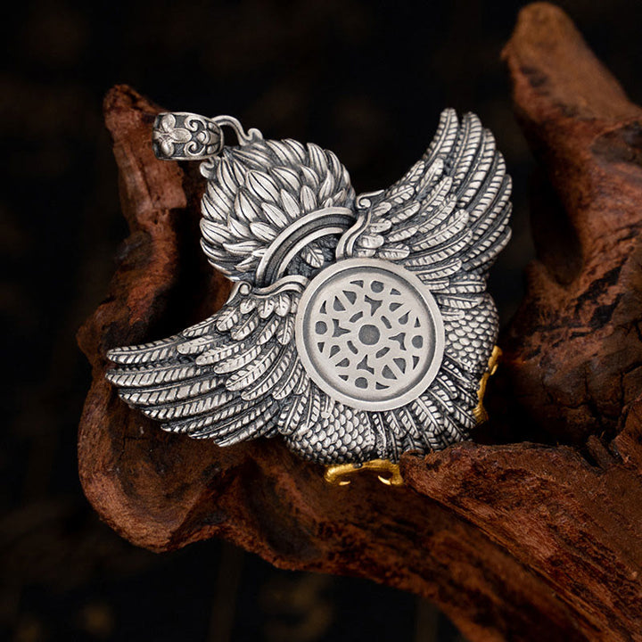 Buddha Stones 925 Srebro Tybetańskie Garuda Ptak Dzi Koralik Ochrona Naszyjnik Wisiorek - image 2