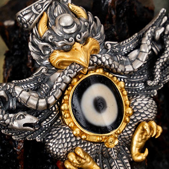 Buddha Stones 925 Srebro Tybetańskie Garuda Ptak Dzi Koralik Ochrona Naszyjnik Wisiorek - image 7