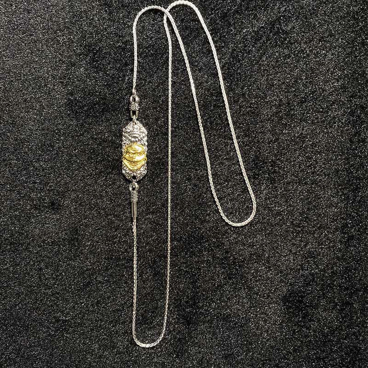 Buddha Stones 925 Srebro Sterling Tybet Żółty Jambhala Bóg Bogactwa Błogosławieństwo Naszyjnik Wisiorek