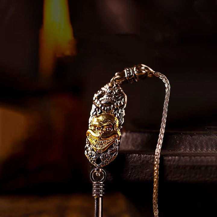 Buddha Stones 925 Srebro Sterling Tybet Żółty Jambhala Bóg Bogactwa Błogosławieństwo Naszyjnik Wisiorek