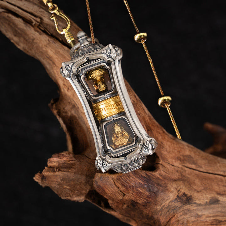 Buddha Stones 925 Srebro Tybetańskie Zakiram Bogini Bogactwa Błogosławieństwo Naszyjnik Wisiorek