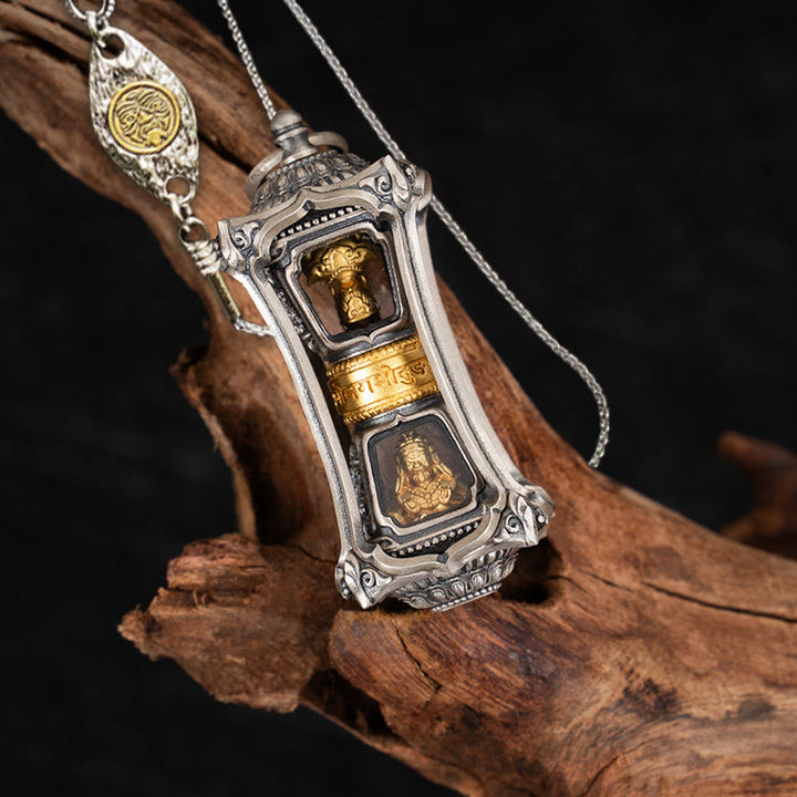 Buddha Stones 925 Srebro Tybetańskie Zakiram Bogini Bogactwa Błogosławieństwo Naszyjnik Wisiorek