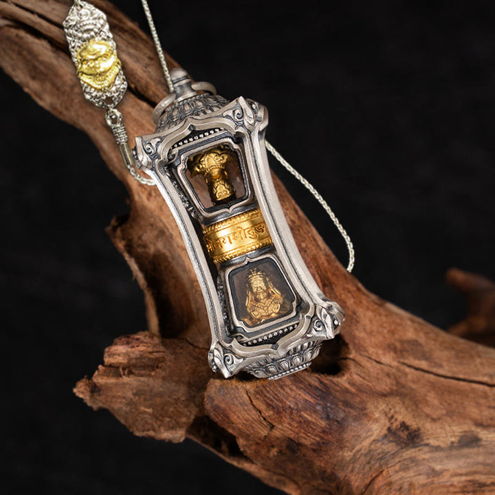 Buddha Stones 925 Srebro Tybetańskie Zakiram Bogini Bogactwa Błogosławieństwo Naszyjnik Wisiorek