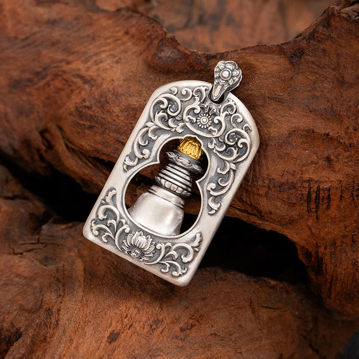 Buddha Stones 925 Srebro Tybetańskie Garuda Ptak Wadżra Dorje Dzwonek Ochronny Naszyjnik Wisiorek