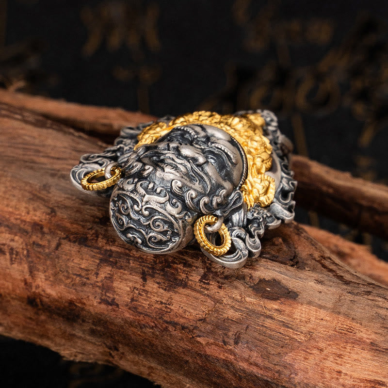 Buddha Stones 925 Srebro Tybetańskie Żółte Jambhala Bóg Bogactwa Ochrona Naszyjnik Wisiorek