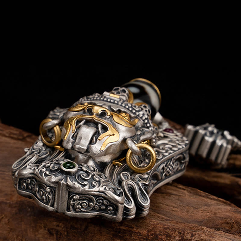 Buddha Stones 925 Srebro Tybetańskie Zakiram Bogini Bogactwa Dzi Koralik Ochrona Naszyjnik Wisiorek