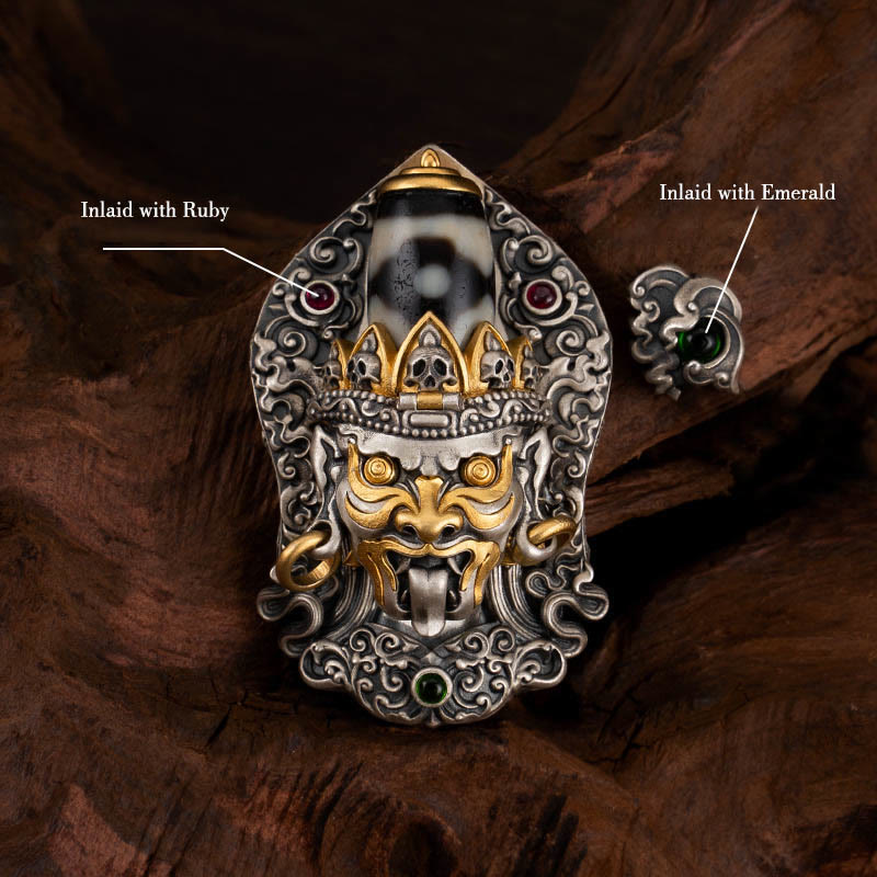 Buddha Stones 925 Srebro Tybetańskie Zakiram Bogini Bogactwa Dzi Koralik Ochrona Naszyjnik Wisiorek