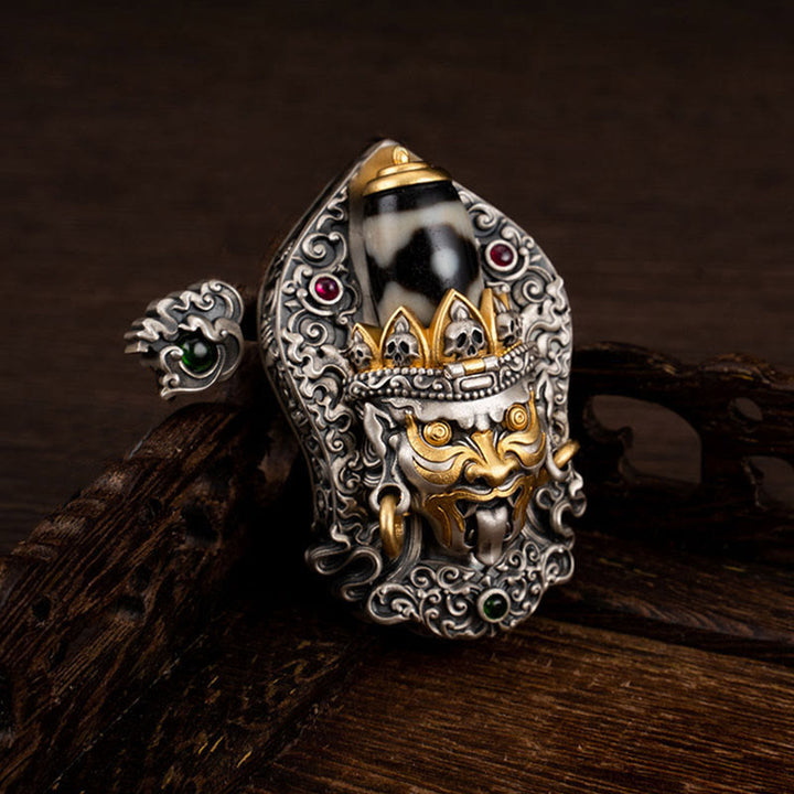 Buddha Stones 925 Srebro Tybetańskie Zakiram Bogini Bogactwa Dzi Koralik Ochrona Naszyjnik Wisiorek