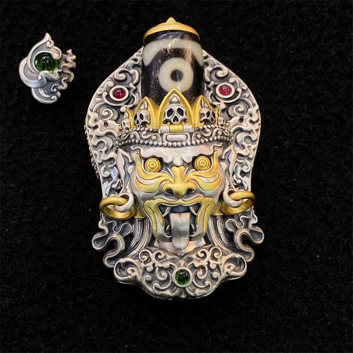 Buddha Stones 925 Srebro Tybetańskie Zakiram Bogini Bogactwa Dzi Koralik Ochrona Naszyjnik Wisiorek