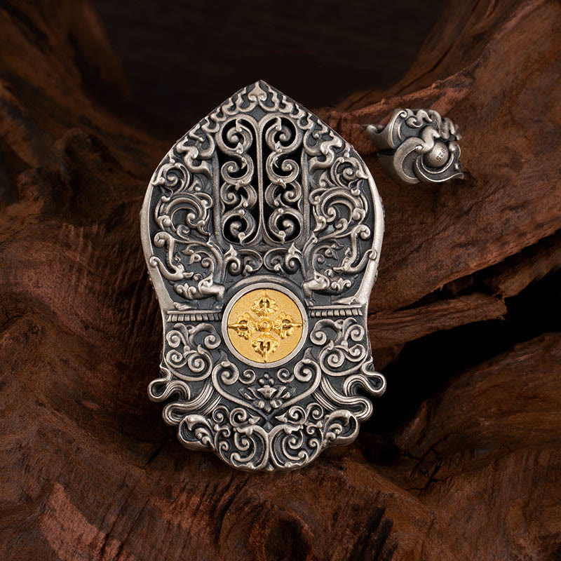 Buddha Stones 925 Srebro Tybetańskie Zakiram Bogini Bogactwa Dzi Koralik Ochrona Naszyjnik Wisiorek