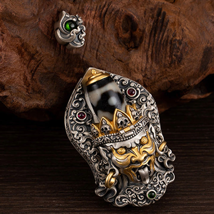 Buddha Stones 925 Srebro Tybetańskie Zakiram Bogini Bogactwa Dzi Koralik Ochrona Naszyjnik Wisiorek