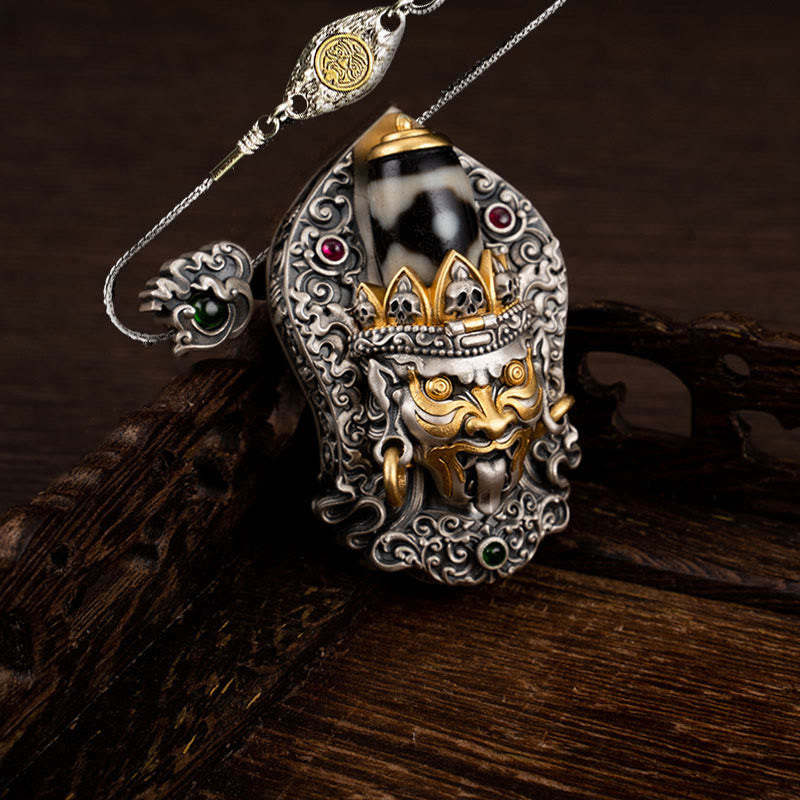 Buddha Stones 925 Srebro Tybetańskie Zakiram Bogini Bogactwa Dzi Koralik Ochrona Naszyjnik Wisiorek