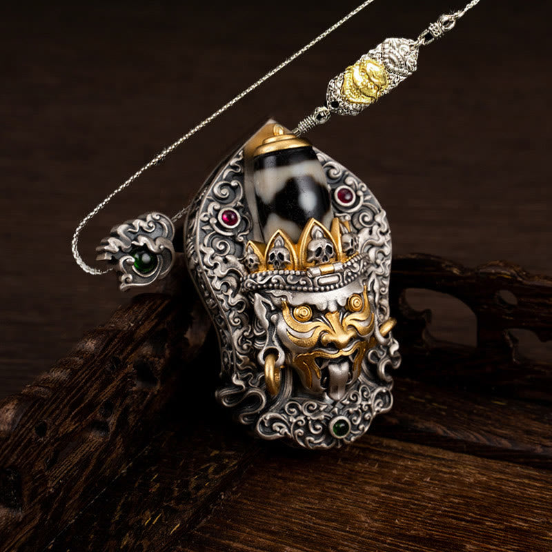 Buddha Stones 925 Srebro Tybetańskie Zakiram Bogini Bogactwa Dzi Koralik Ochrona Naszyjnik Wisiorek