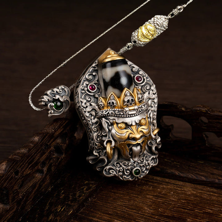 Buddha Stones 925 Srebro Tybetańskie Zakiram Bogini Bogactwa Dzi Koralik Ochrona Naszyjnik Wisiorek