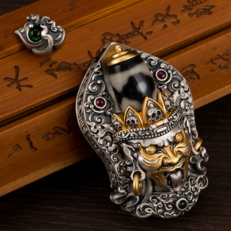 Buddha Stones 925 Srebro Tybetańskie Zakiram Bogini Bogactwa Dzi Koralik Ochrona Naszyjnik Wisiorek